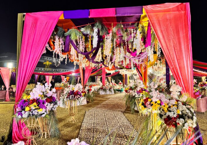 multicolored setup, open air decor, wedding designers, a2z events solutions