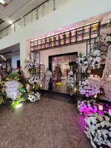 nikkah ceremony, floral decor, events management, hanging chandeliers