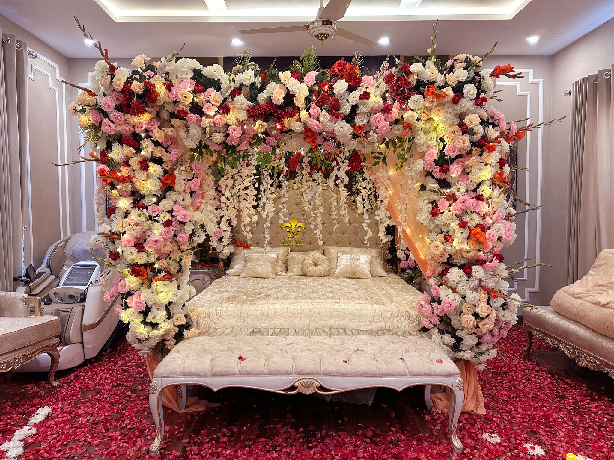 red roses decor, canopy decorations, events planners, interior designers