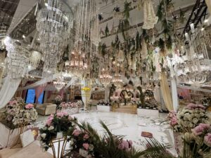 hanging garden, dance floor, thematic draping, western decor