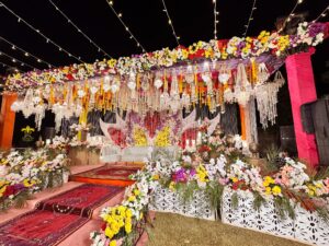 wedding stage, mehndi stage, grand stage, outdoor stage