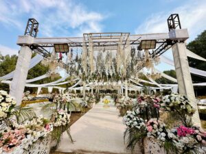 executive setup, reception event, drapes, carpeted walkway
