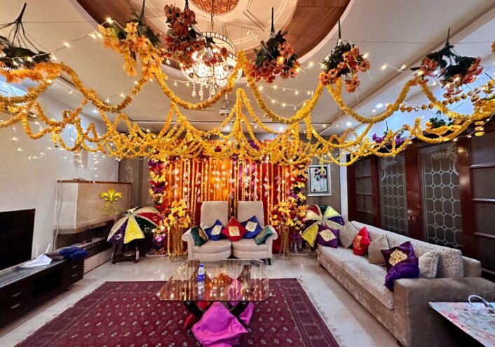 indoor mayoun, home dholak, intimate ceremony, wedding event