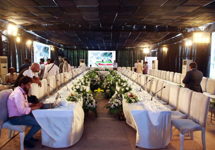 meeting setup, floral decor, open air event, events services