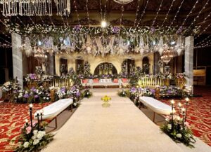 stage decor, nikkah stage, floral backdrop, wedding stage