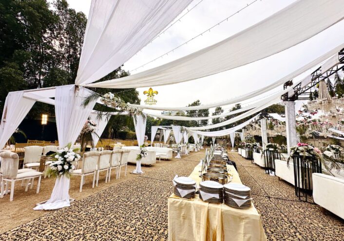 catering setup, wedding caterers, fairy lights, a2z events solutions