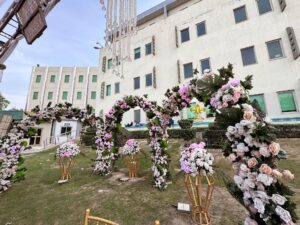 floral arches, selfie corner, outdoor decor, events decorators