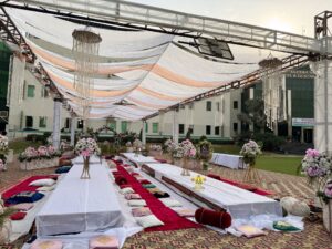 open air, get together, draping, lunch