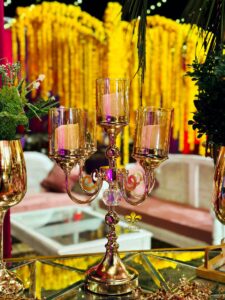 wedding-setup candles stand, event planners, walkway decor, mehndi decor