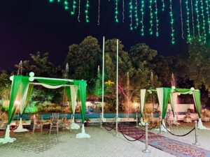 outdoor setup, entrance decor, open air event, caterers