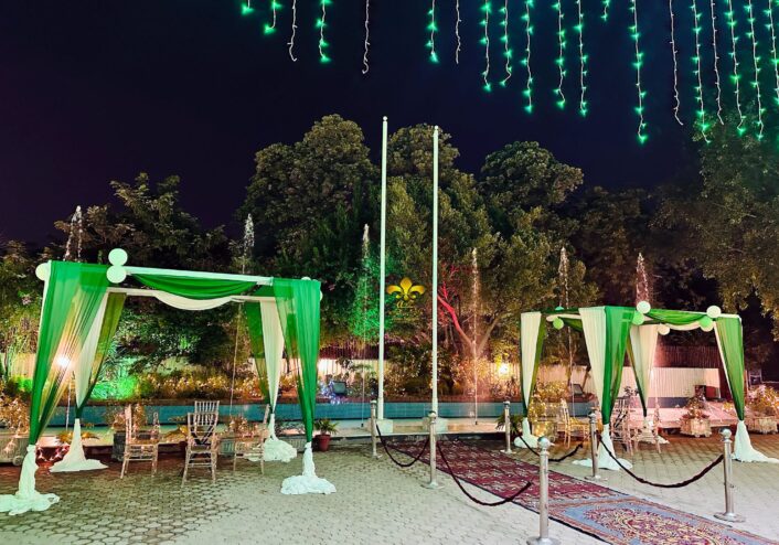 outdoor setup, entrance decor, open air event, caterers