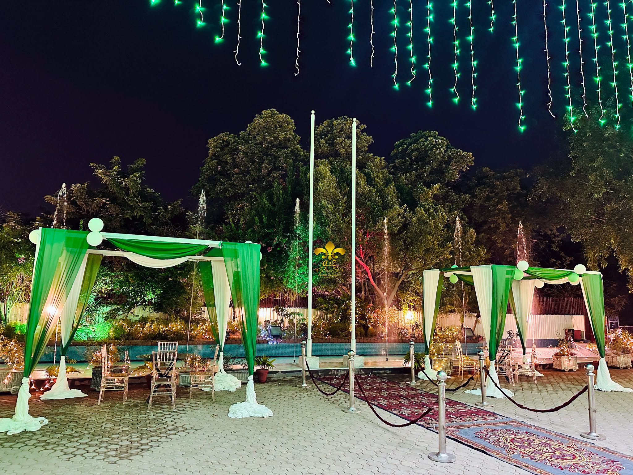 outdoor setup, entrance decor, open air event, caterers