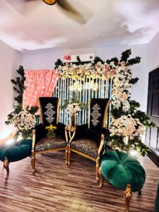 baat-pakki-backdrop stages designers, floral decor, catering company, intimate setup