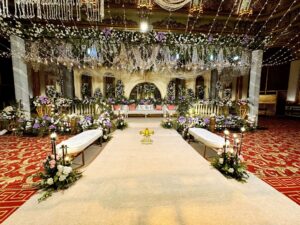 stage designers, wedding stage, nikkah backdrop, floral backdrop