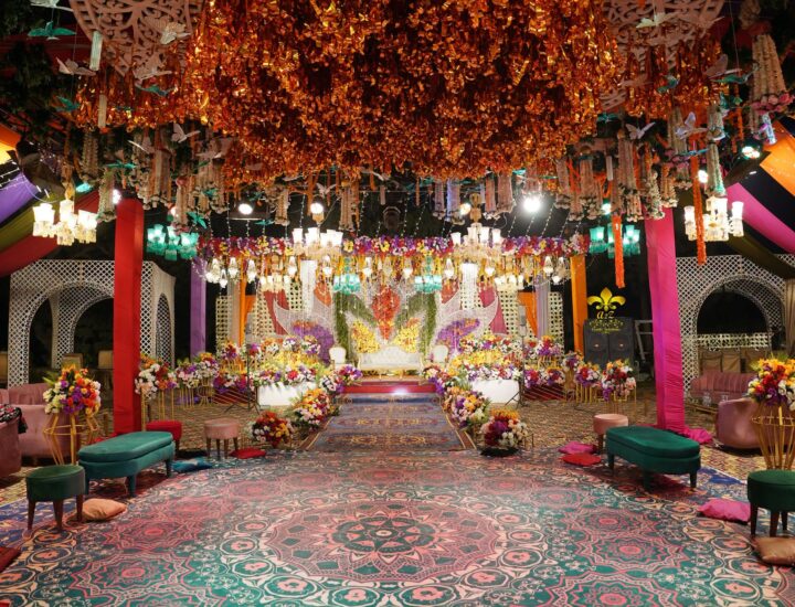 dance floor, grand stage, floral hanging, events planners