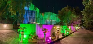 thematic lighting, entrance decor, mall lighting setup, caterers
