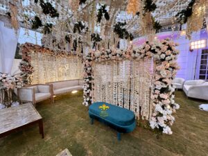 nikkah wall, floral backdrop, qabool hai, intimate event