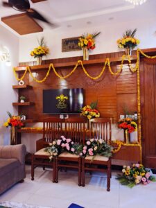home decor, floral setup, mayoun event, wedding management