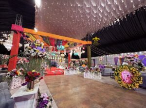 indoor setup, floral decor