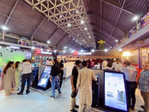 company stalls, products display